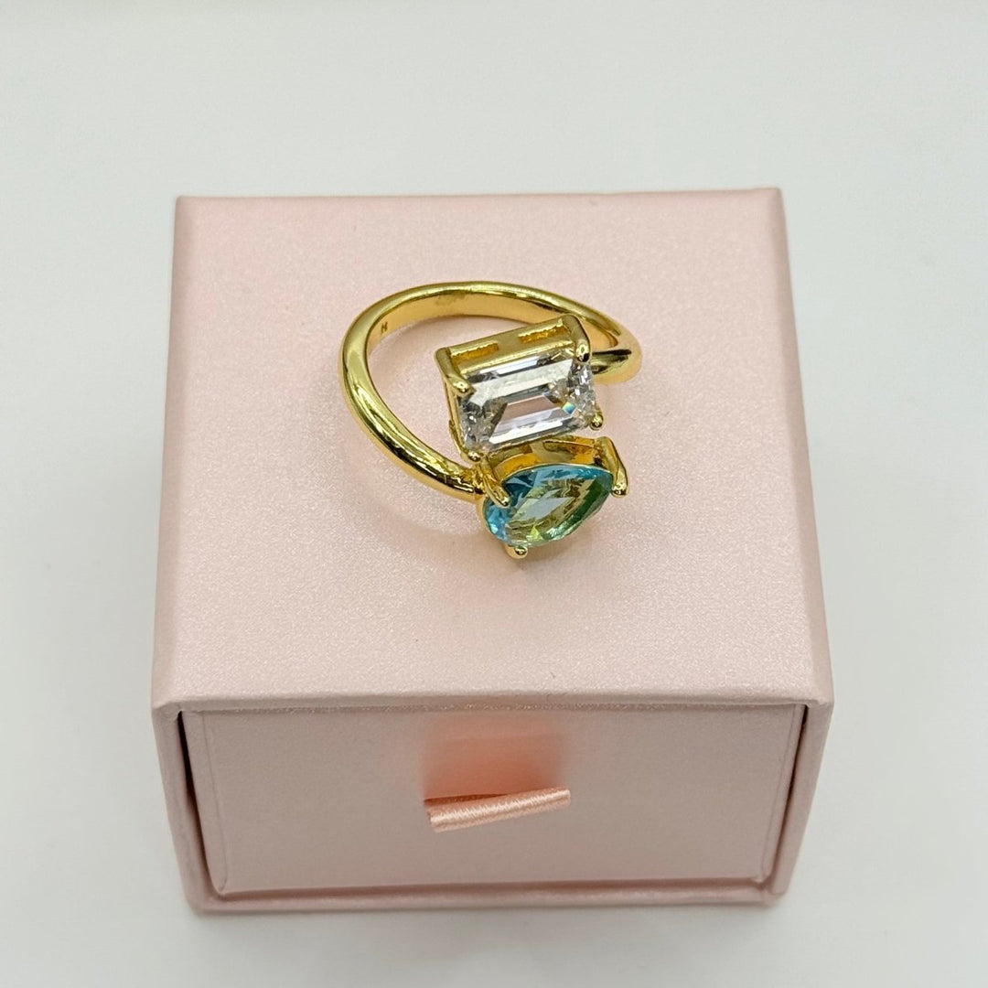 Carry me 2 brillantes - anillo ajustable bañado en oro de 18k - Podios