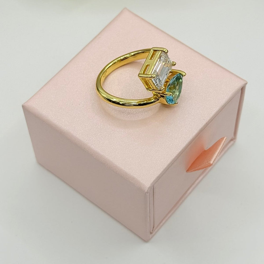Carry me 2 brillantes - anillo ajustable bañado en oro de 18k - Podios