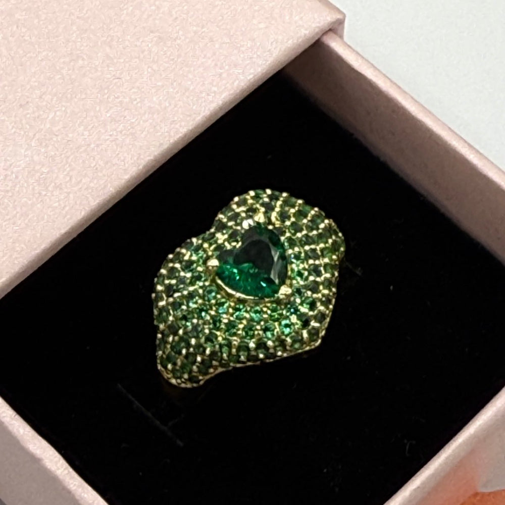 Carry me Adore - anillo enchapado en oro 18k con circón verde - Podios