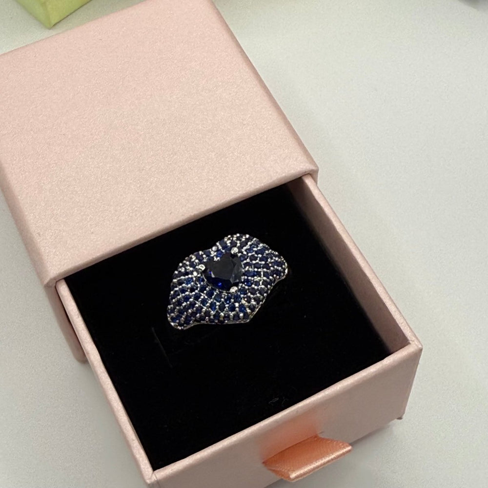 Carry me Adore - anillo enchapado en plata 925 con circón azul - Podios