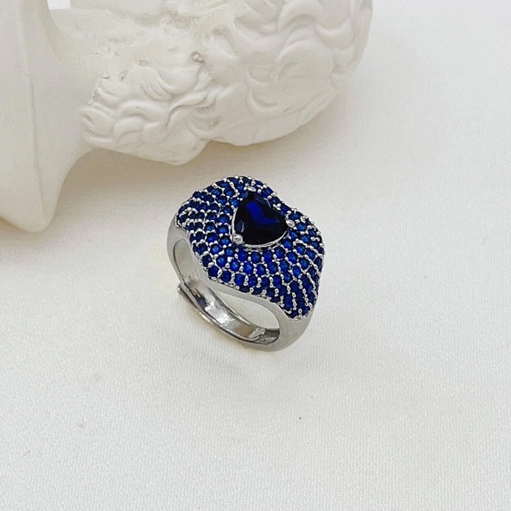 Carry me Adore - anillo enchapado en plata 925 con circón azul - Podios