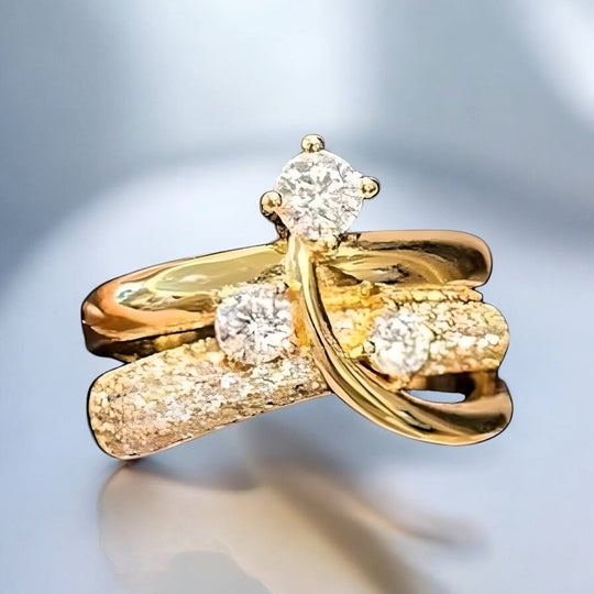 Carry me Estrella Fugaz™ Exclusivo anillo de 3 estrellas en doble capa, bañado en oro y ajustable - Podios