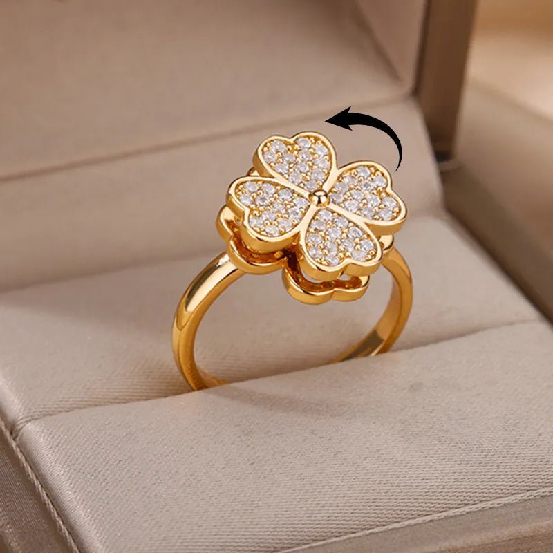Carry me LUCKY™ Anillo antiestrés giratorio de trébol de 4 hojas - Podios
