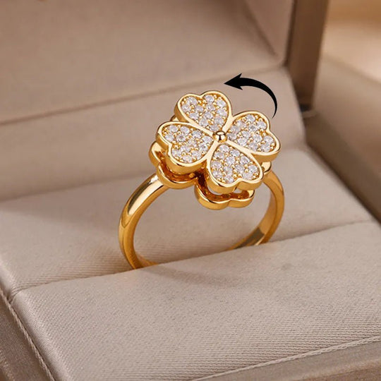 Carry me LUCKY™ Anillo antiestrés giratorio de trébol de 4 hojas - Podios