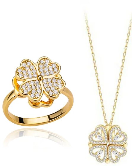 Carry me LUCKY™ Anillo antiestrés giratorio de trébol de 4 hojas - Podios