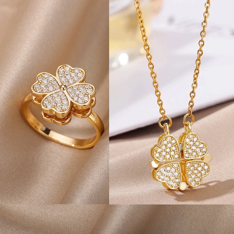 Carry me LUCKY™ Anillo antiestrés giratorio de trébol de 4 hojas - Podios