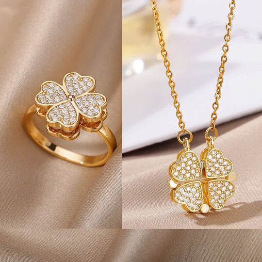 Carry me LUCKY™ Anillo antiestrés giratorio de trébol de 4 hojas - Podios