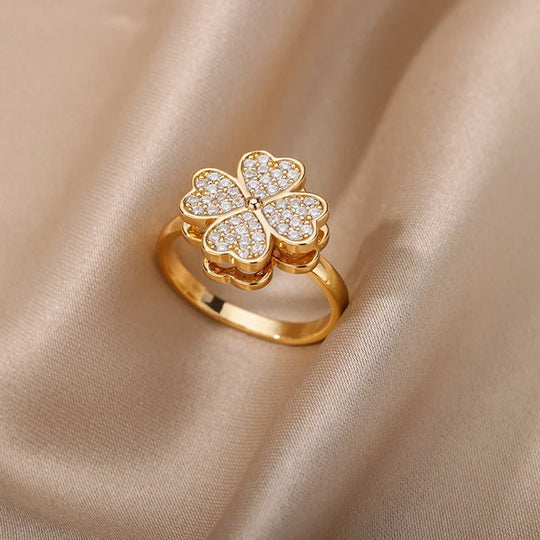 Carry me LUCKY™ Anillo antiestrés giratorio de trébol de 4 hojas - Podios