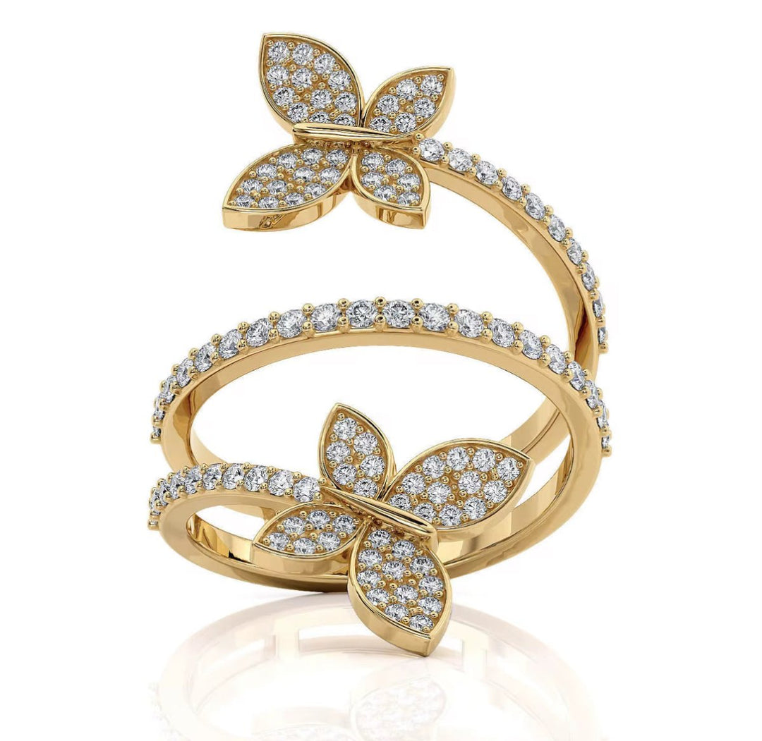 Carry me Mariposa™ Anillo ajustable de acero inoxidable - Podios