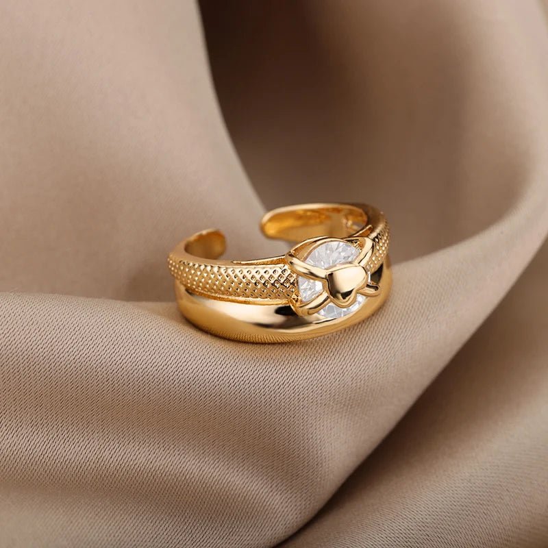 Carry me ONE™ Exclusivo anillo de corazón en doble capa, acero inoxidable y ajustable - Podios