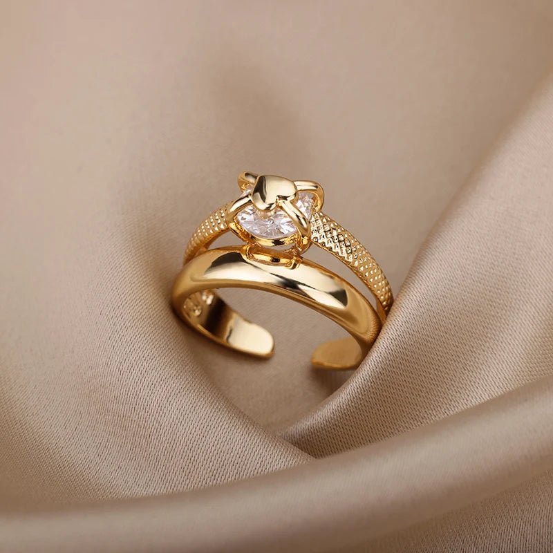 Carry me ONE™ Exclusivo anillo de corazón en doble capa, acero inoxidable y ajustable - Podios