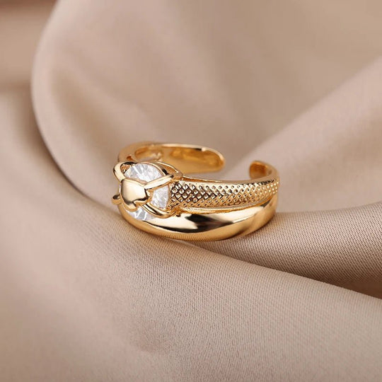 Carry me ONE™ Exclusivo anillo de corazón en doble capa, acero inoxidable y ajustable - Podios