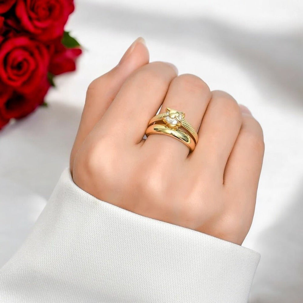 Carry me ONE™ Exclusivo anillo de corazón en doble capa, acero inoxidable y ajustable - Podios