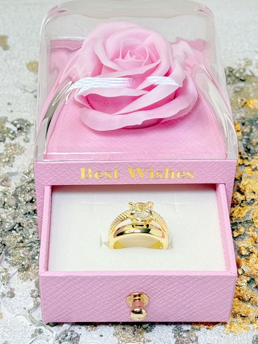 Carry me ONE™ Exclusivo anillo de corazón en doble capa, bañado en oro y ajustable - Podios