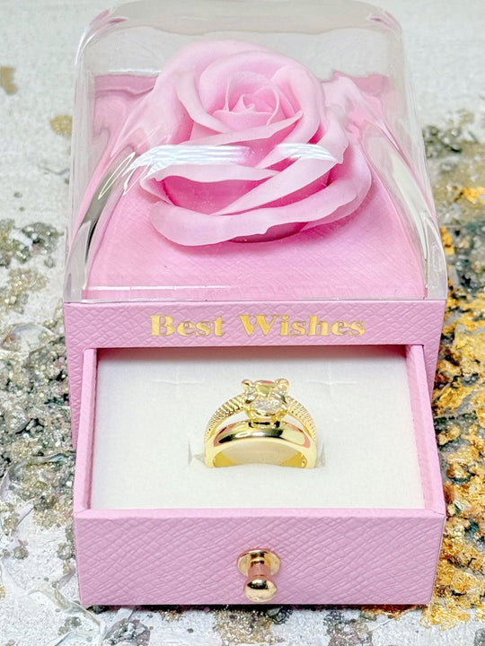 Carry me ONE™ Exclusivo anillo de corazón en doble capa, bañado en oro y ajustable - Podios