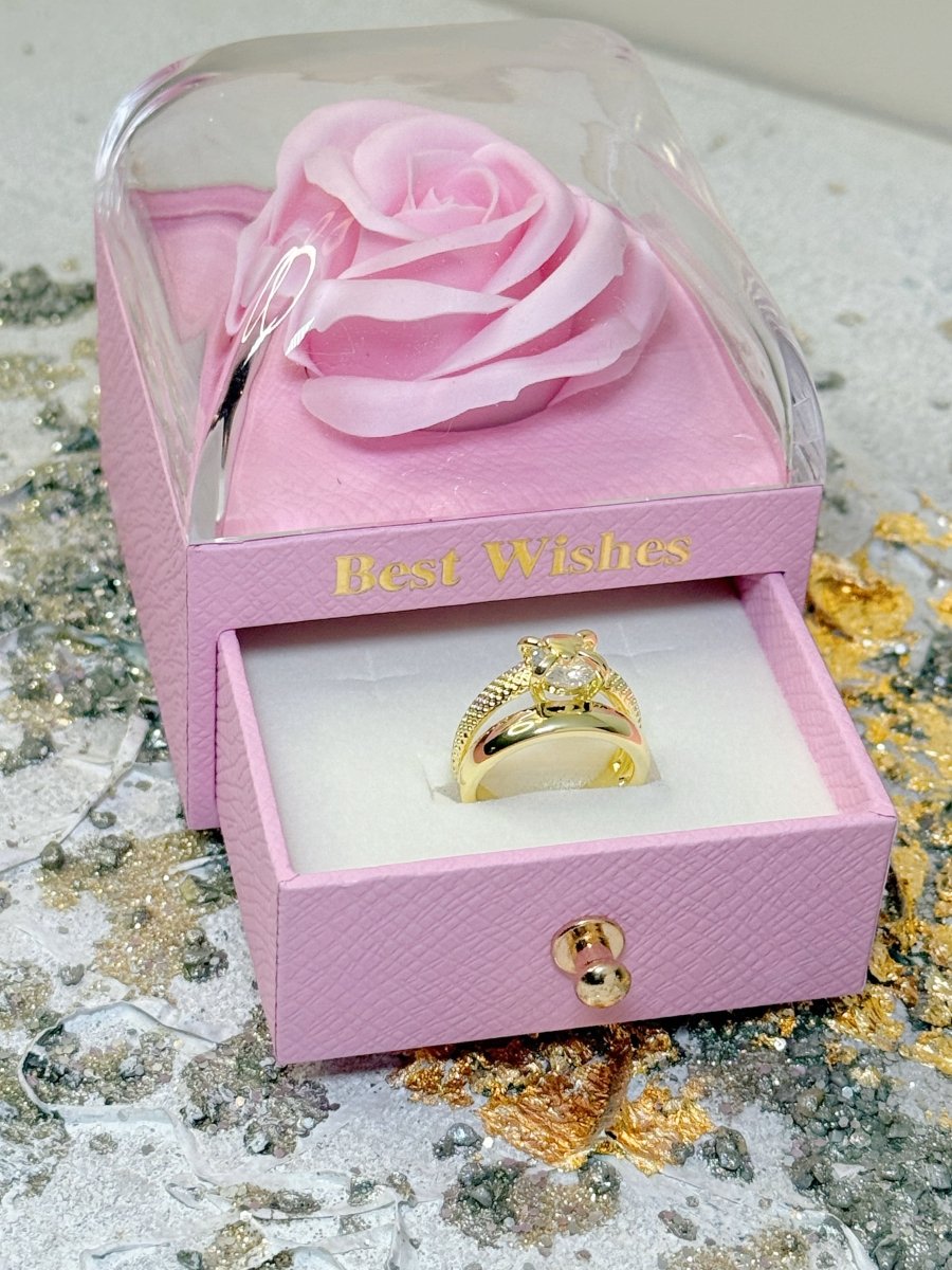 Carry me ONE™ Exclusivo anillo de corazón en doble capa, bañado en oro y ajustable - Podios