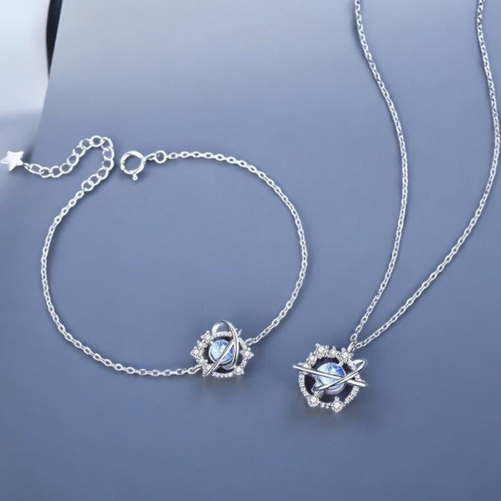 Conjunto Galaxy Plata 925 Collar y Pulsera - Podios