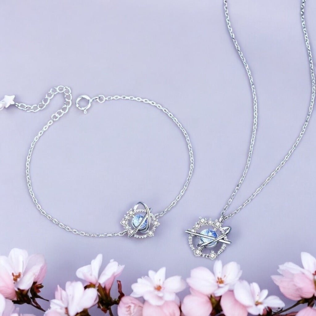 Conjunto Galaxy Plata 925 Collar y Pulsera - Podios