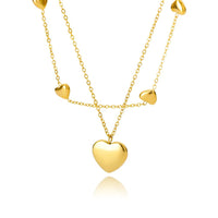Double Pride™ Collar de doble línea adornado con corazones dorados