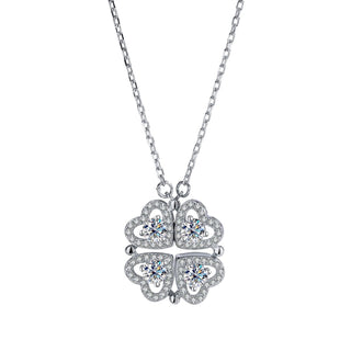 Lucky Hearts™ - Tréboles y corazones - Collar de Plata 925 y Moissanitas 1.2 carat