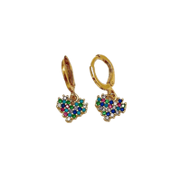LY Rainbow Heart™ Aros enchapados en oro de 18 quilates con circonitas 3A
