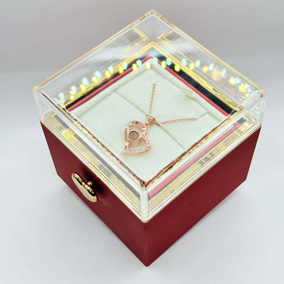 EternalLove Deluxe™: Regalo especial incluye collar, rosa de terciopelo y caja rotatoria