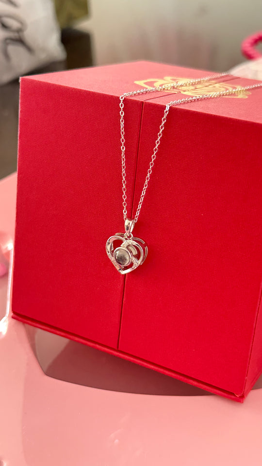 HotRose Plata 925™ Conjunto con collar “te amo en 100 idiomas”