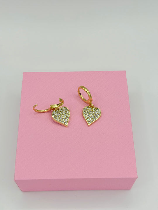 LY Goldenbright Heart™ Aros enchapados en oro de 18 quilates con circonitas 3A
