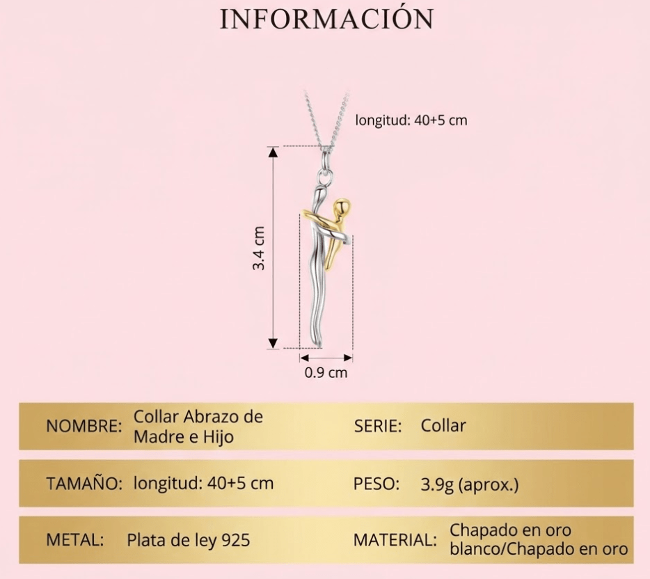 Abrazo eterno Amor de Madre - Collar de plata 925 con colgante de abrazo - Podios