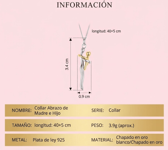 Abrazo eterno Amor de Madre - Collar de plata 925 con colgante de abrazo - Podios