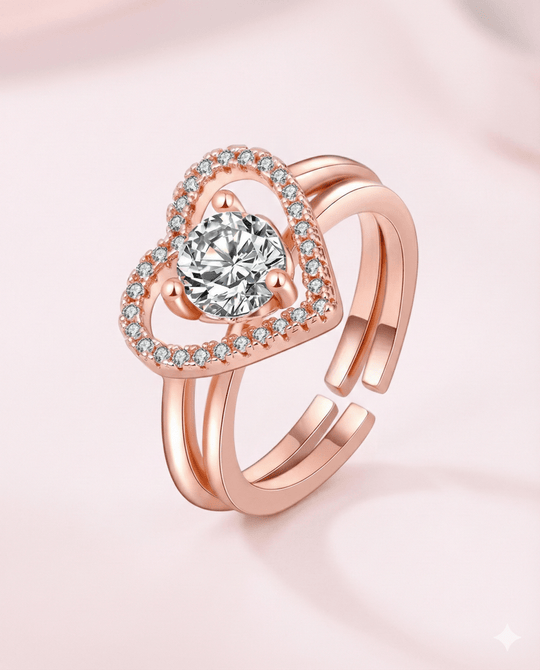 Anillo Corazón y Corona Dúo - ajustable y separable (2 en 1) - Podios