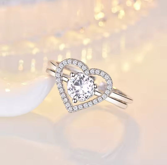 Anillo Corazón y Corona Dúo - ajustable y separable (2 en 1) - Podios