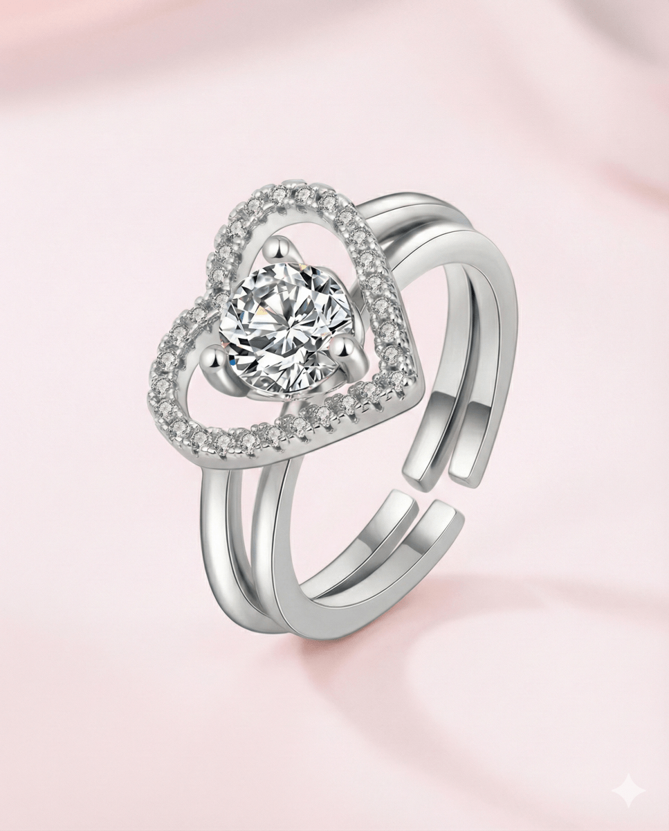 Anillo Corazón y Corona Dúo - ajustable y separable (2 en 1) - Podios