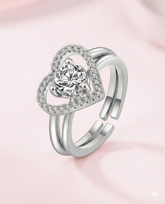 Anillo Corazón y Corona Dúo - ajustable y separable (2 en 1) - Podios