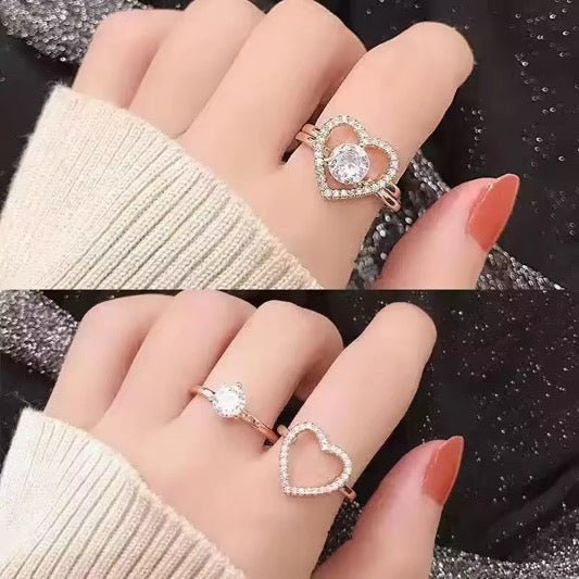 Anillo Corazón y Corona Dúo - ajustable y separable (2 en 1) - Podios