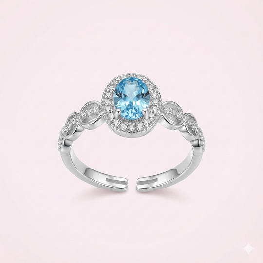 Anillo Infinite Sky - Plata 925 engastada con Circón Celeste - Podios