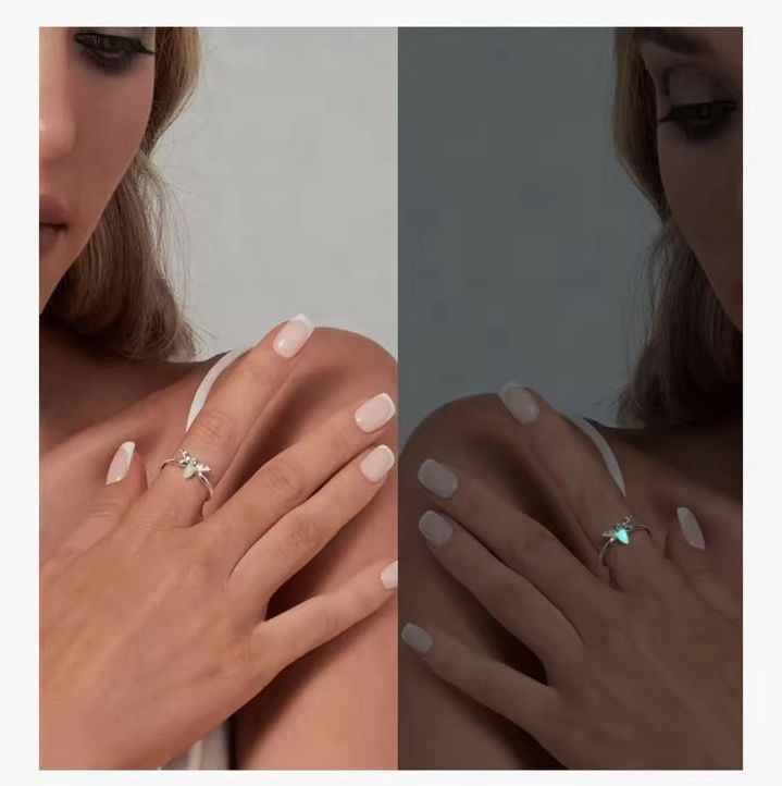 Anillo Luz en tu camino - Anillo ajustable de Plata 925 con luz que brilla en la oscuridad - Podios