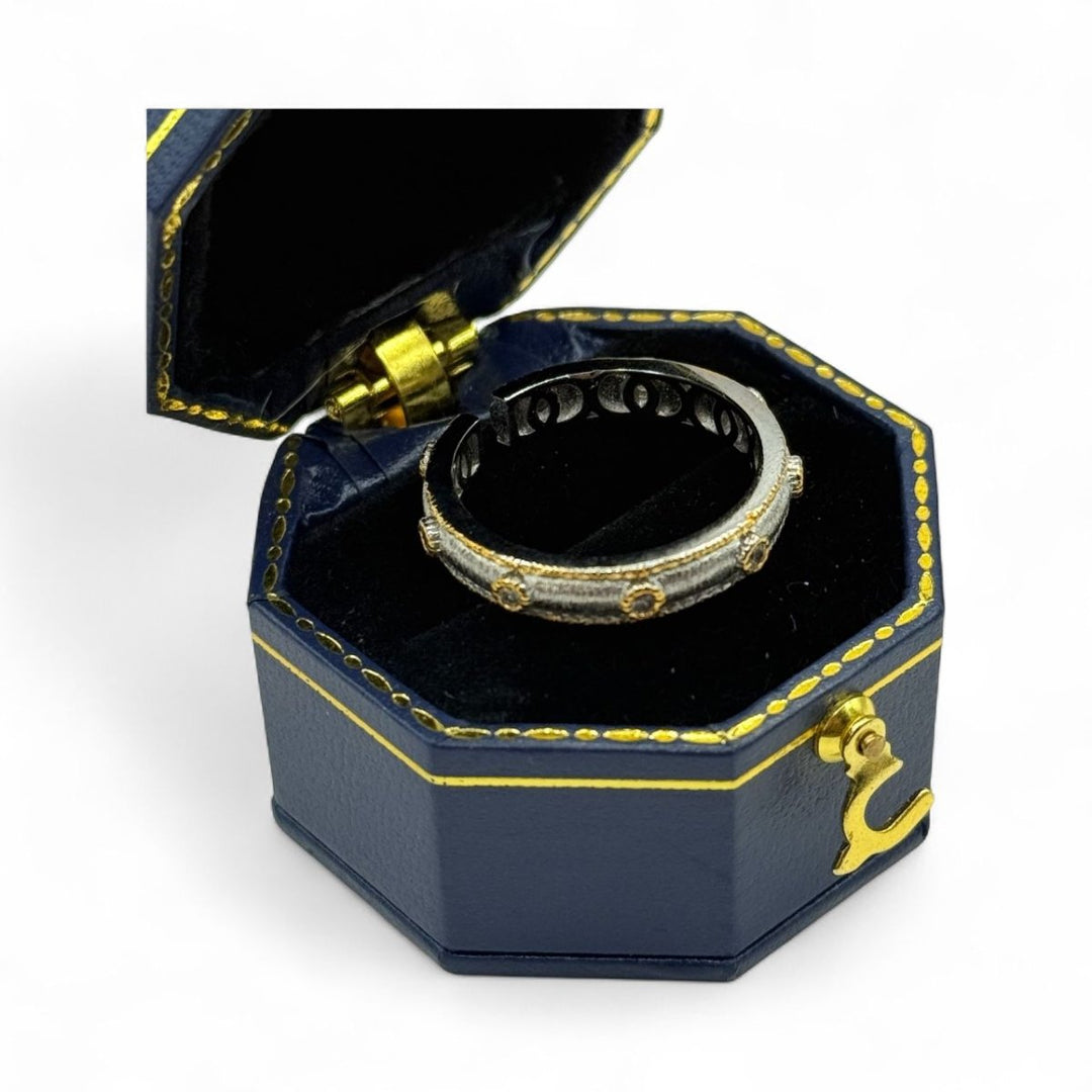 Anillo Medieval Crown - Anillo artesanal enchapado en plata 925 con detalles dorados - Podios