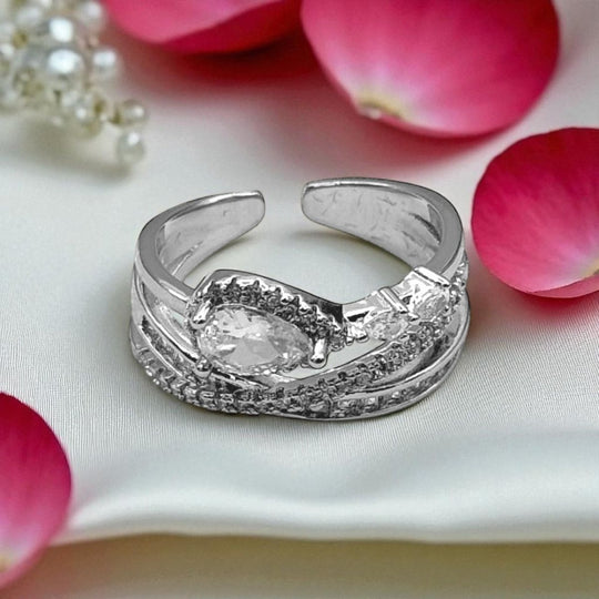 Anillo Raindrop Éternel - Anillo ajustable enchapado en plata 925 con cofre azul de regalo - Podios