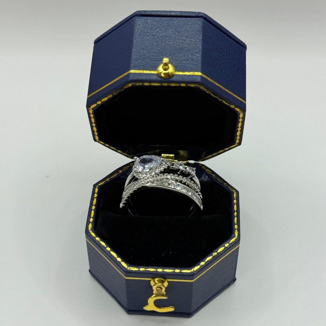 Anillo Raindrop Éternel - Anillo ajustable enchapado en plata 925 con cofre azul de regalo - Podios