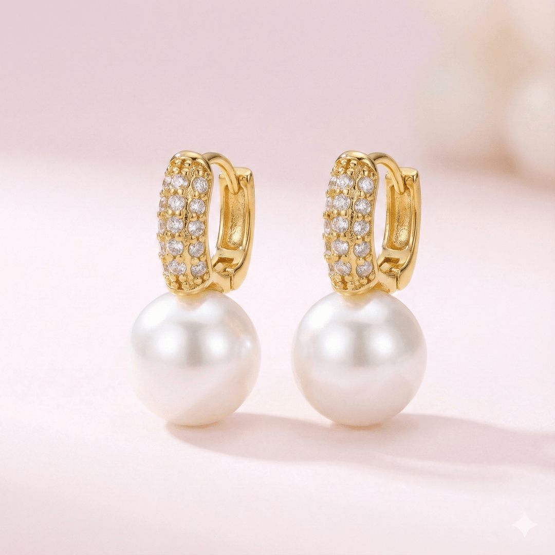 Aros Arpa Lumiere Collection - aros de perlas cultivadas enchapadas en oro de 18k - Podios