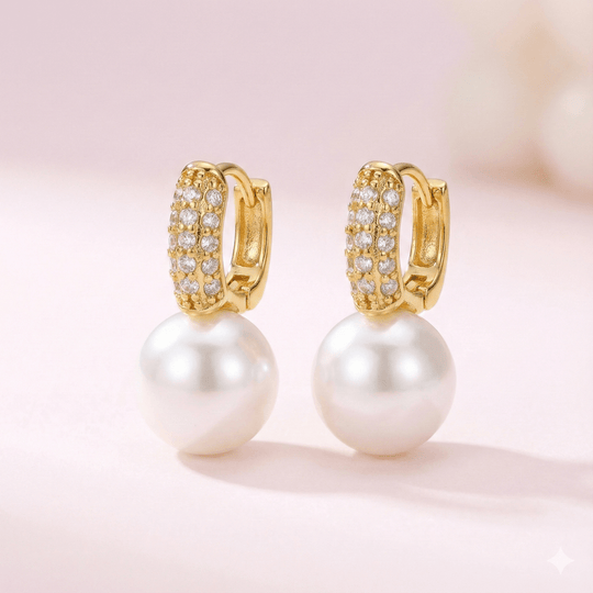 Aros Arpa Lumiere Collection - aros de perlas cultivadas enchapadas en oro de 18k - Podios