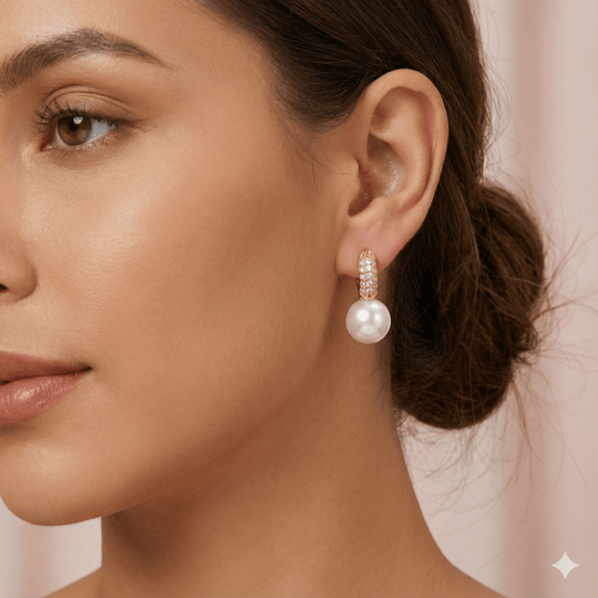 Aros Arpa Lumiere Collection - aros de perlas cultivadas enchapadas en oro de 18k - Podios