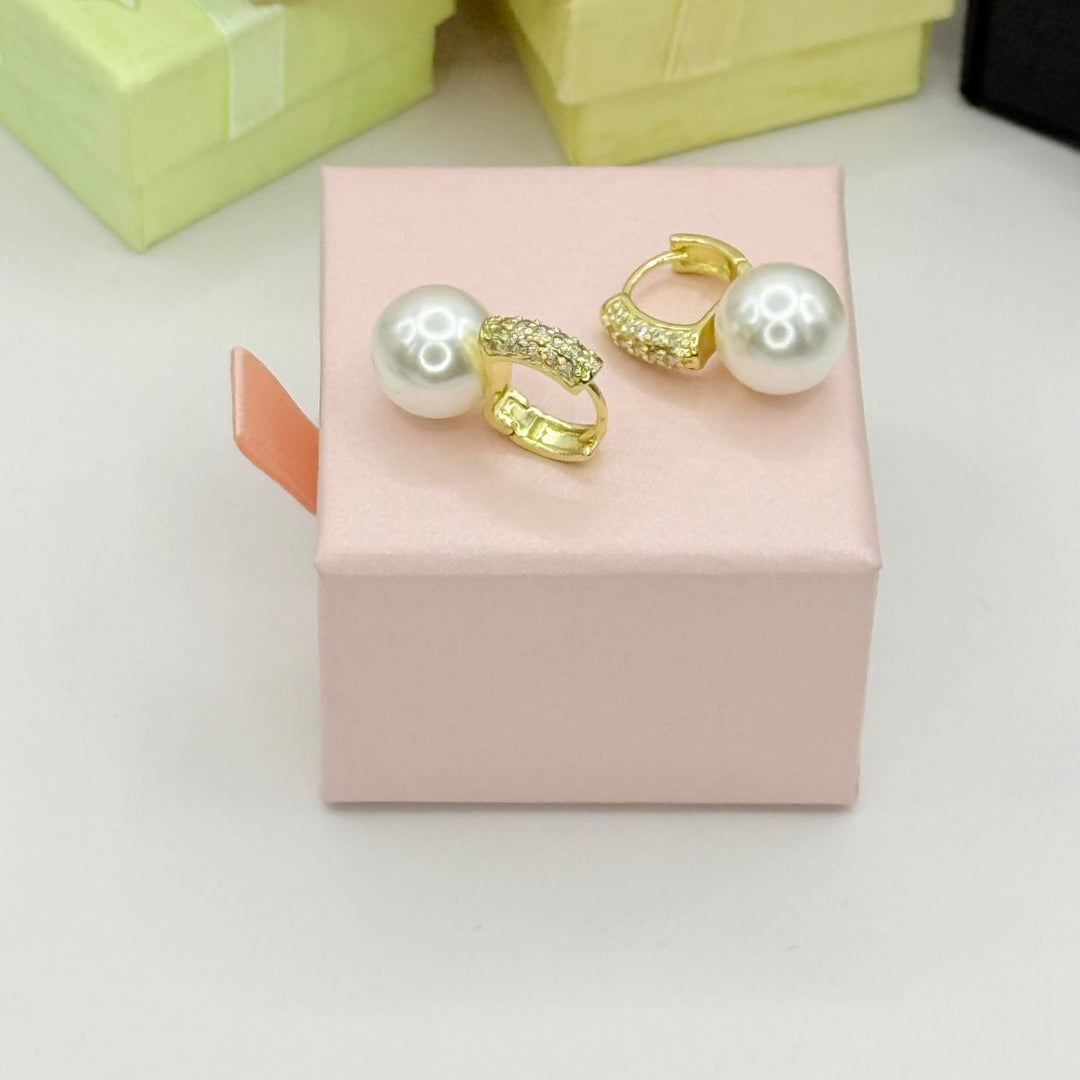 Aros Arpa Lumiere Collection - aros de perlas cultivadas enchapadas en oro de 18k - Podios