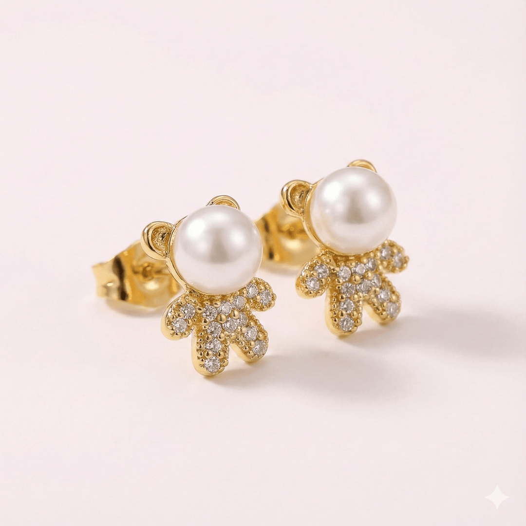 Aros Babe Lumiere Collection - aros de perlas cultivadas enchapadas en oro de 18k - Podios