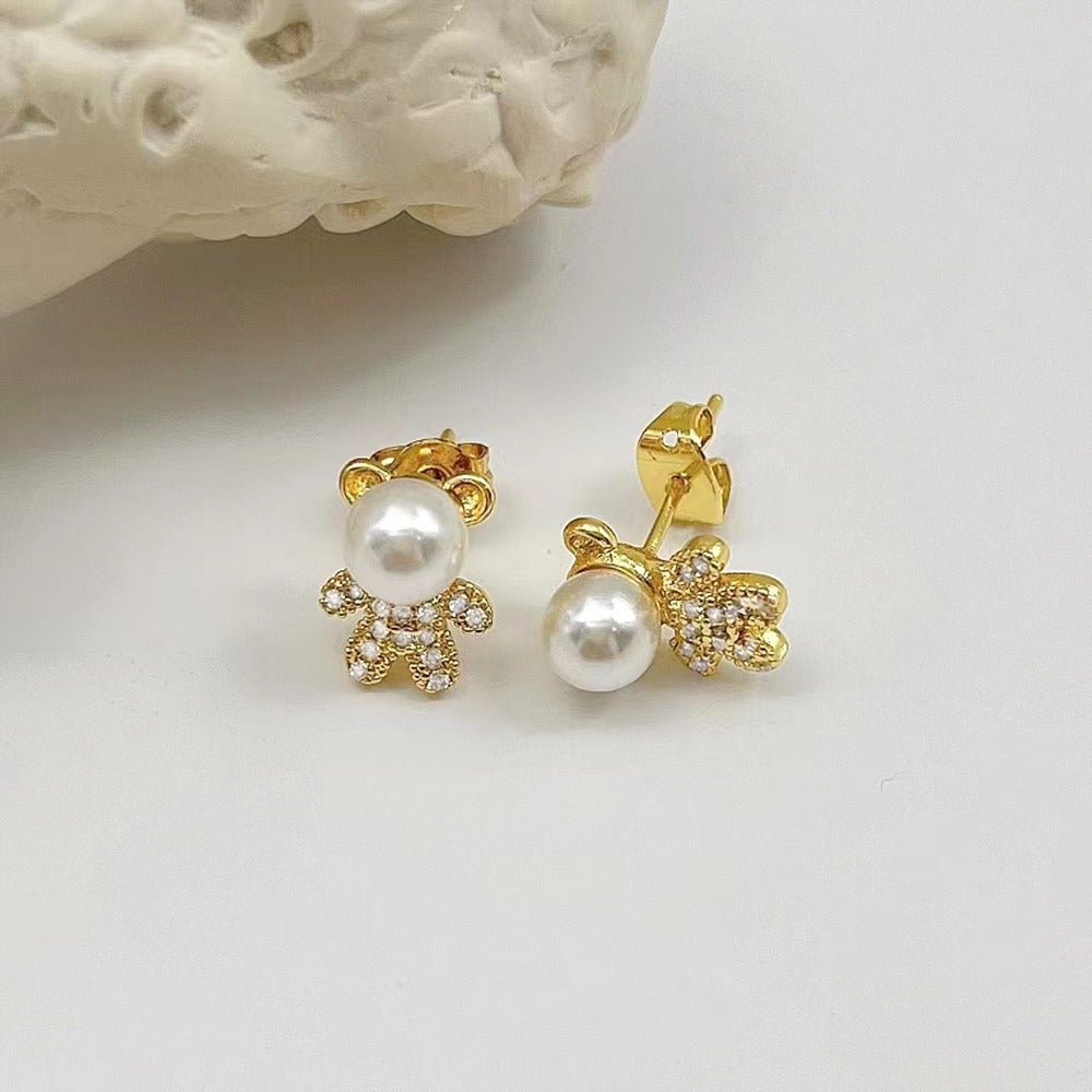 Aros Babe Lumiere Collection - aros de perlas cultivadas enchapadas en oro de 18k - Podios