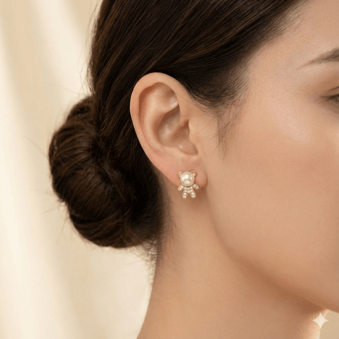 Aros Babe Lumiere Collection - aros de perlas cultivadas enchapadas en oro de 18k - Podios