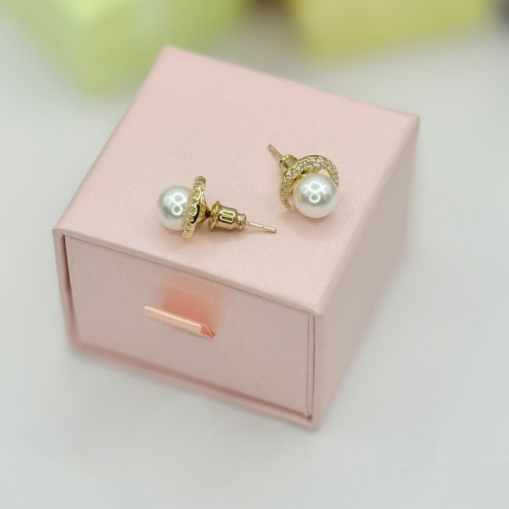 Aros Crown Lumiere Collection - aros de perlas cultivadas enchapadas en oro de 18k - Podios