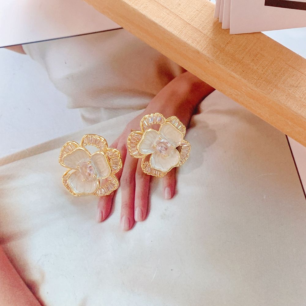 Aros Flor y amor™ Aros bañados en oro 14k con brillantes - Podios