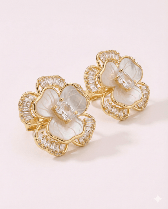 Aros Flor y amor™ Aros bañados en oro 14k con brillantes - Podios